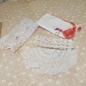 Vintage Needlepoint and  hand made kitchen Doyle's 4 total
